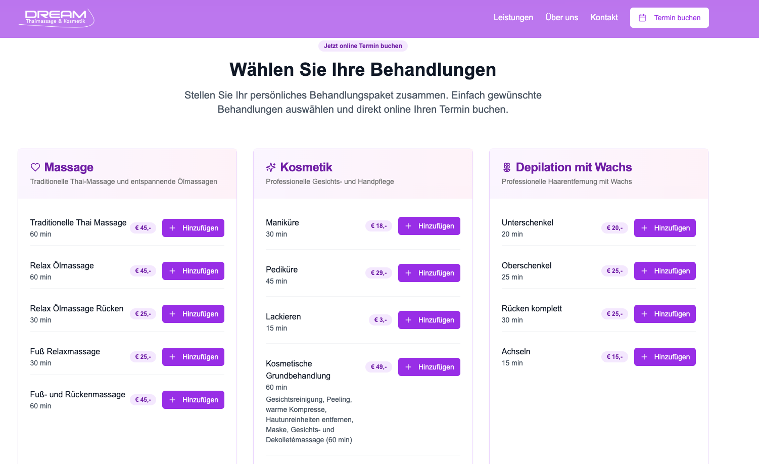 Dream Massage Website