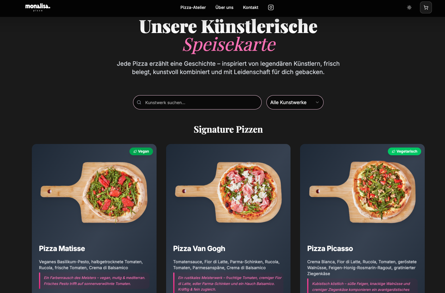 Monalisa Pizza Website